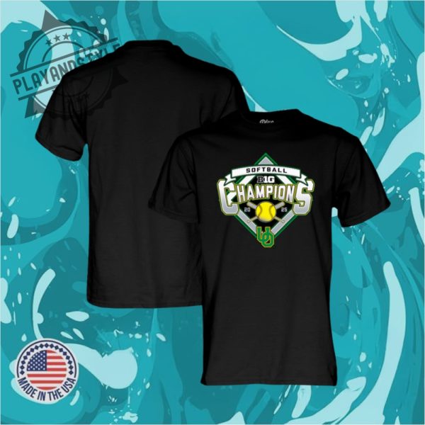 Oregon Ducks Blue 84 Unisex 2025 Big Ten Softball Regular Season Champions Tshirt Black playandstyle 1