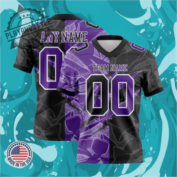 Custom Black Purplewhite Mesh Authentic Gradient Fashion Scratch Football Jersey playandstyle 1