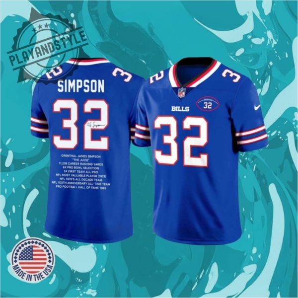 Rip Oj Simpson Buffalo Bills Blue Football Jersey playandstyle 1