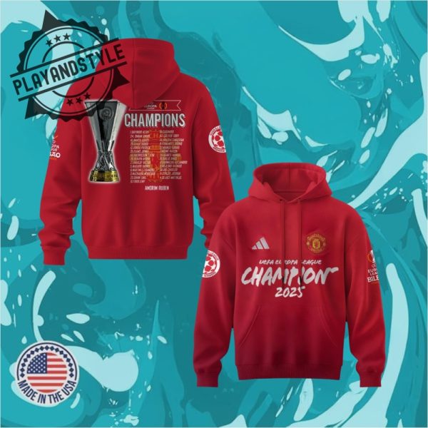 Manchester United Champions Europa League 202425 Red Devils Hoodie Tshirt playandstyle 1