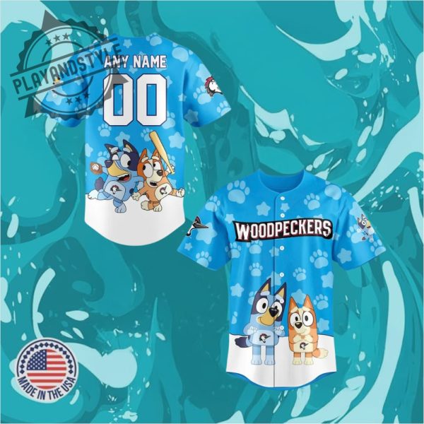 Fayetteville Woodpeckers Bluey Limited Edition Baseball Jersey playandstyle 1