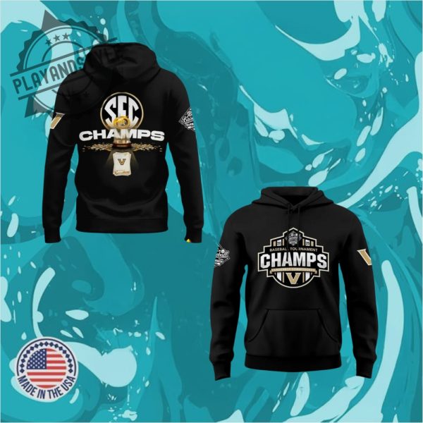 Vanderbilt Commodores 2025 Sec Baseball Conference Tournament Champions Hoodie playandstyle 1