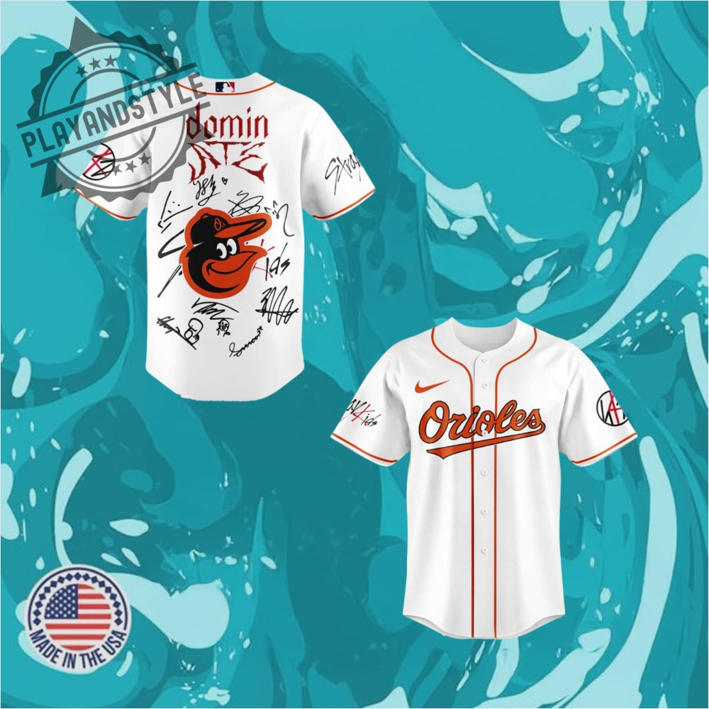 "2025 Red Sox and Mets Heritage Hat and Jersey Giveaways" 28 Baltimore Orioles X Stray Kids Domiate Word Tour Signature Baseball Jersey