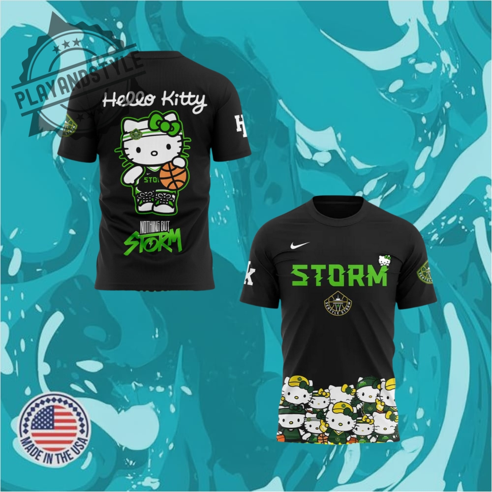 "Exclusive Sports and Music Collab Jerseys and Tees for 2025" 23 Seattle Storm X Hello Kitty Night 2025 Special Edition Tshirt