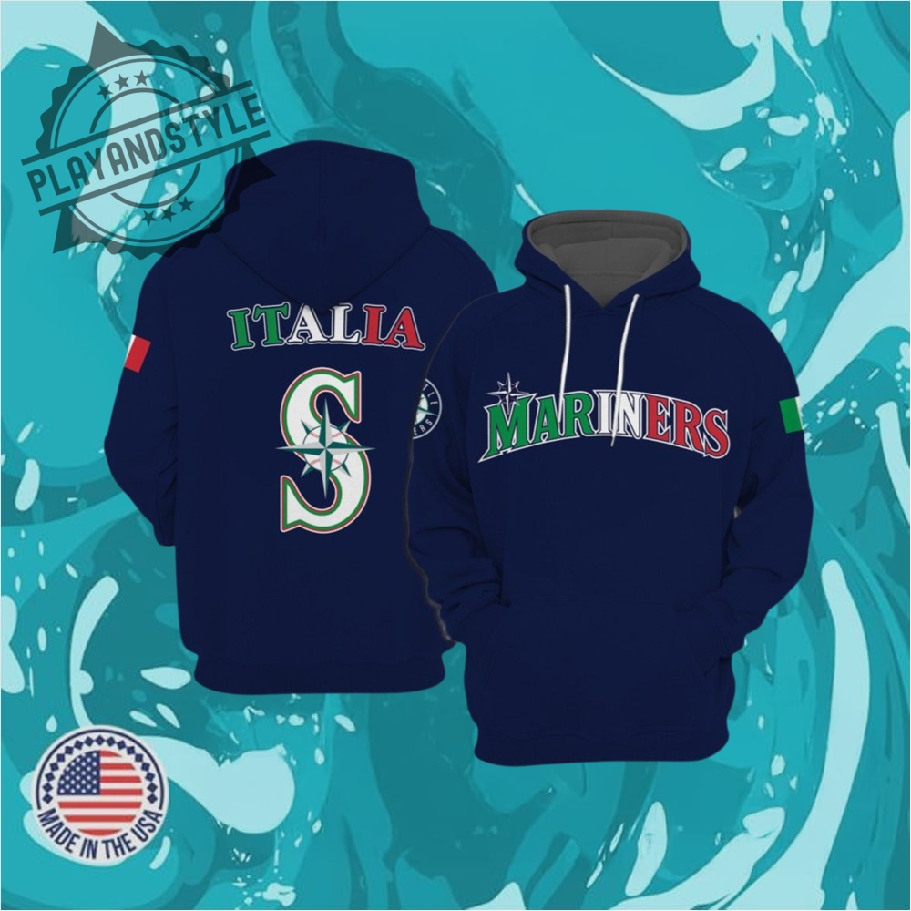 "Exclusive 2025 Heritage Celebration Jerseys: Red Sox, Nationals, Brooklyn" 8 Mariners Italian Heritage Celebration Hoodie 2025