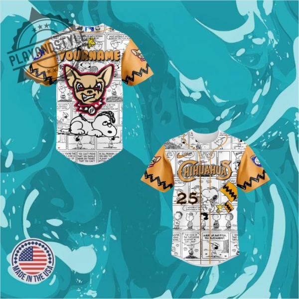 El Paso Chihuahuas Peanuts Night Limited Edition Baseball Jersey playandstyle 1