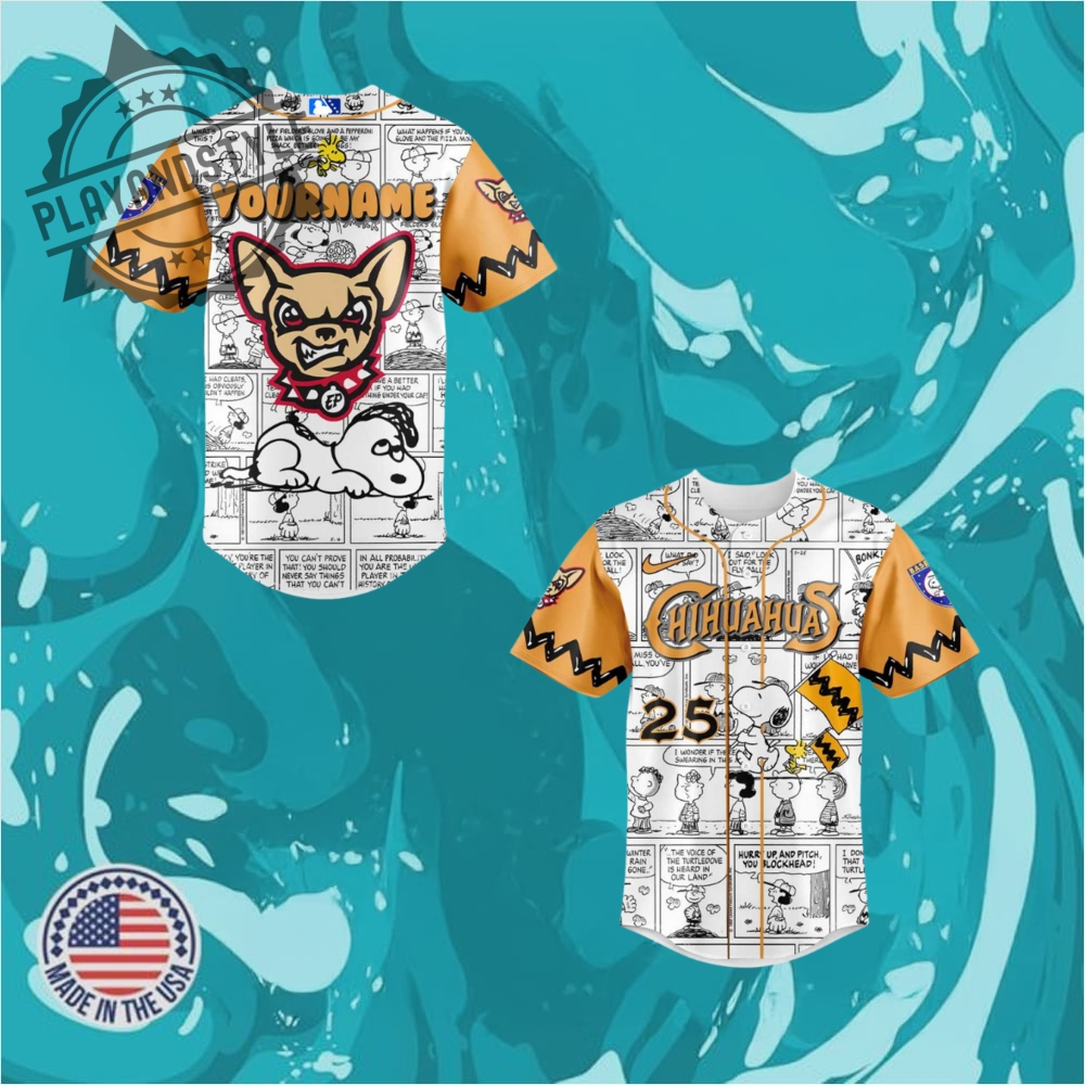 "Exclusive 2025 Merchandise: Hats, Tees, Hoodies, and Jerseys Collection" 16 El Paso Chihuahuas Peanuts Night Limited Edition Baseball Jersey