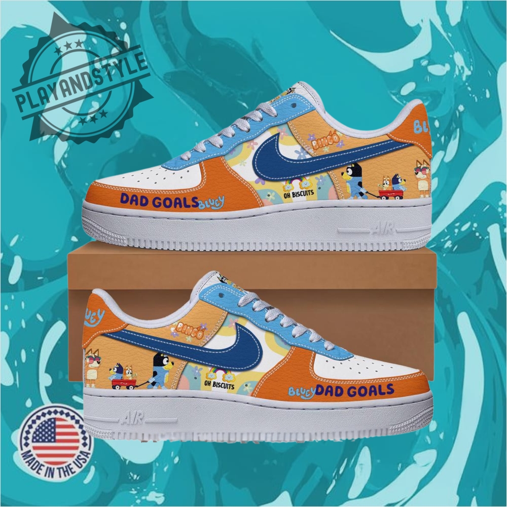"Exclusive 2025 Merchandise: Hats, Tees, Hoodies, and Jerseys Collection" 28 Bluey Dad Goals Limited Edition Air Force 1 Sneakers