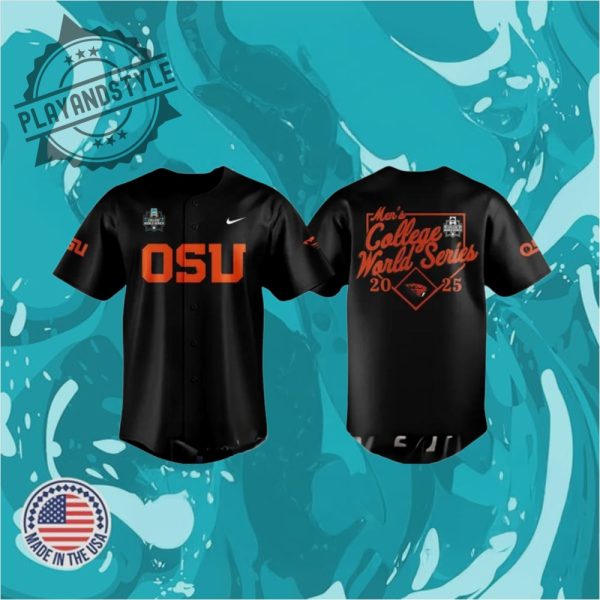 Oregon State Beavers Baseball Mens College World Series 2025 Black Jersey playandstyle 1
