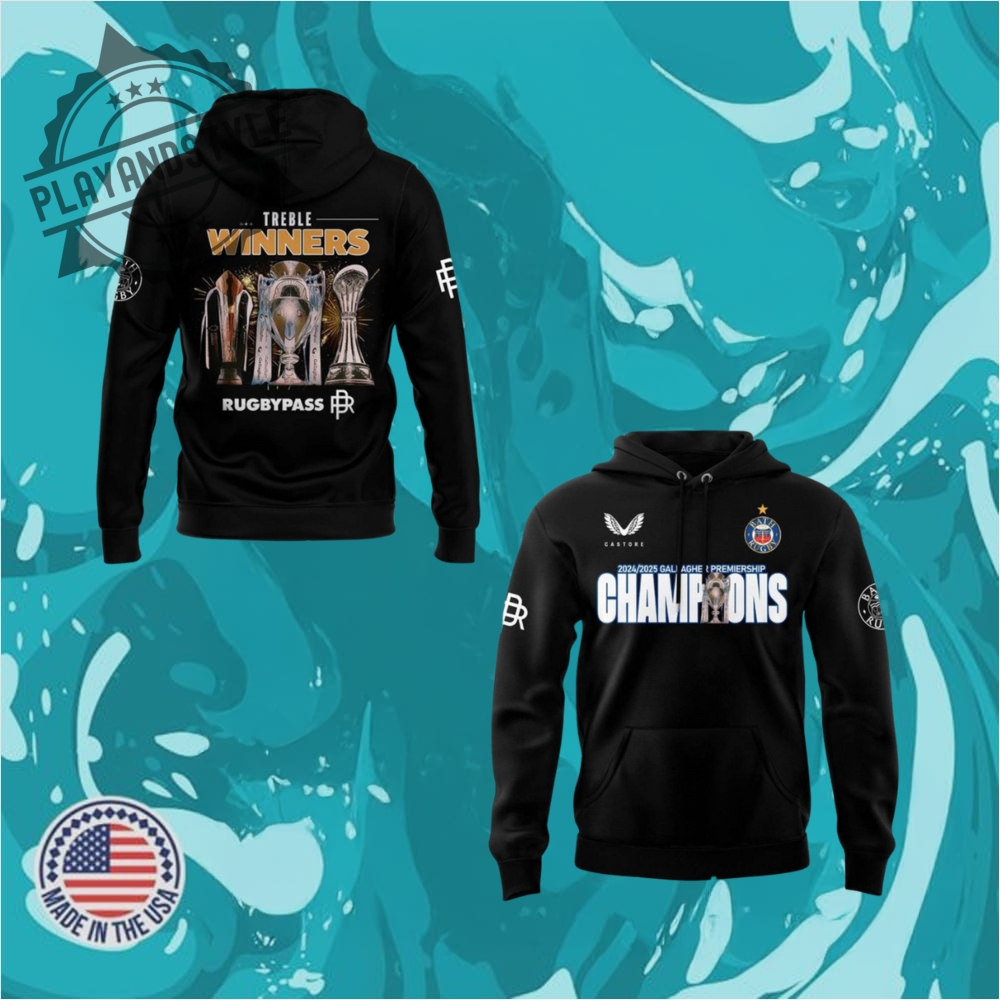 Bath Rugby Premiership Champions 2025 Treble Winner Hoodie
