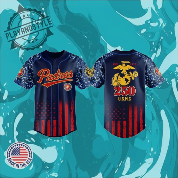 Usmc 250Th Anniversary San Diego Padres Baseball Jersey playandstyle 1