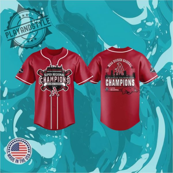 Razorbacks 2025 Super Regionals Champions Jersey playandstyle 1