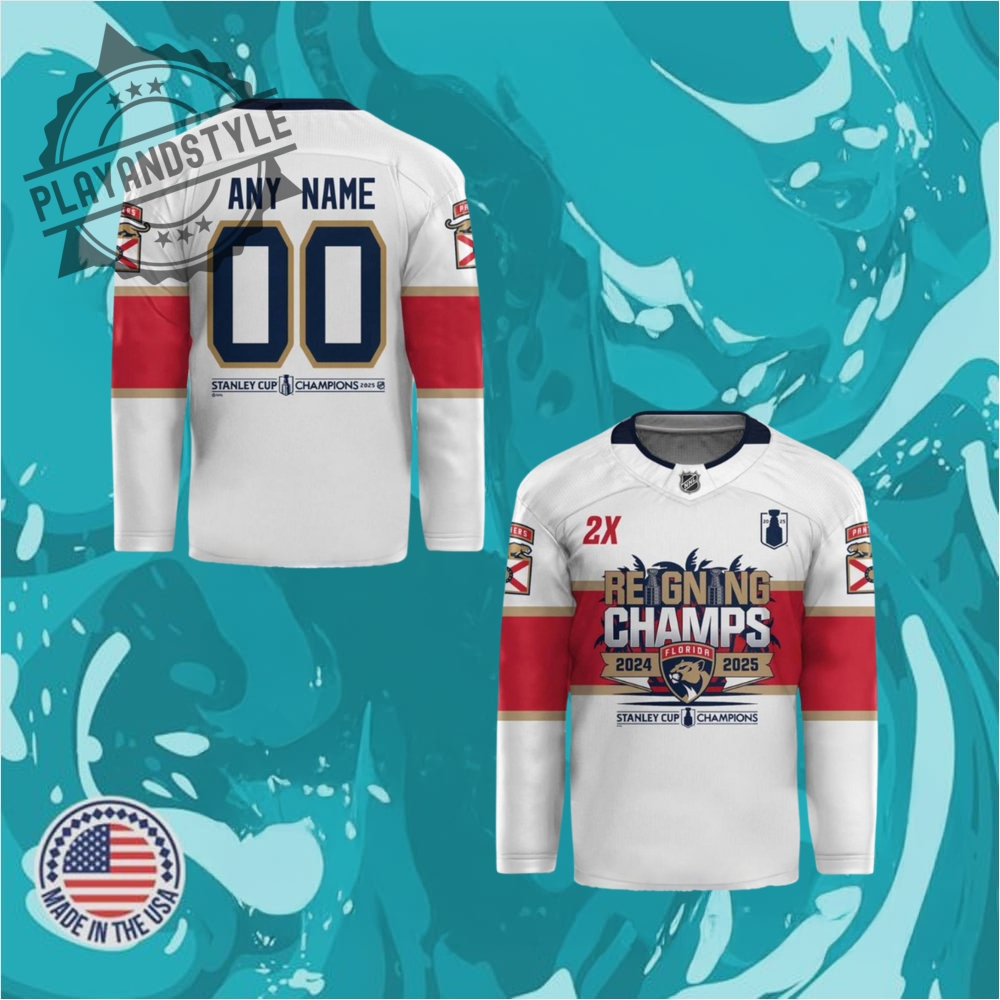 Florida Panthers 2025 Stanley Cup Champions Custom White Hockey Jersey