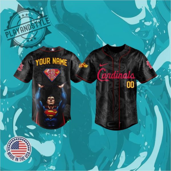 St. Louis Cardinals Superman Day Personalized Baseball Jersey playandstyle 1