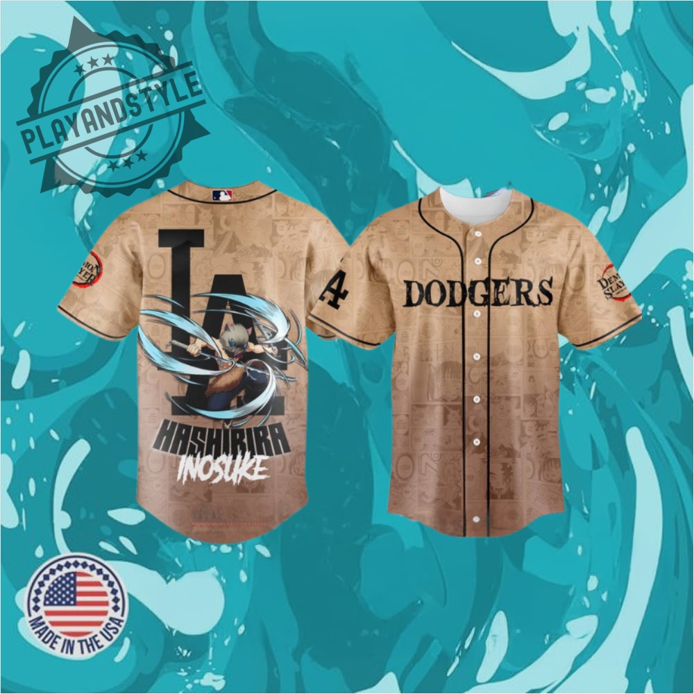 Los Angeles Dodgers X Demon Slayer Hashibira Inosuke Baseball Jersey