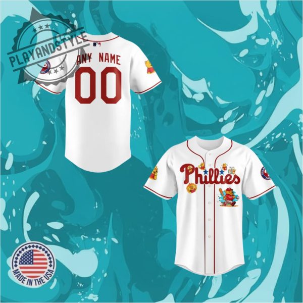 Philadelphia Phillies X Pooh Bear Limited Edition Baseball Jersey playandstyle 1