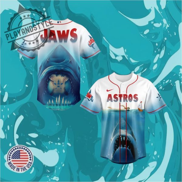 Houston Astros X Jaws Movie 50Th Anniversary Special Baseball Jersey playandstyle 1