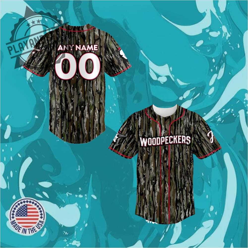 "Limited Edition Baseball Jerseys: Braves, Mariners, Phillies & More" 8 Fayetteville Woodpeckers Special Camo Baseball Jersey