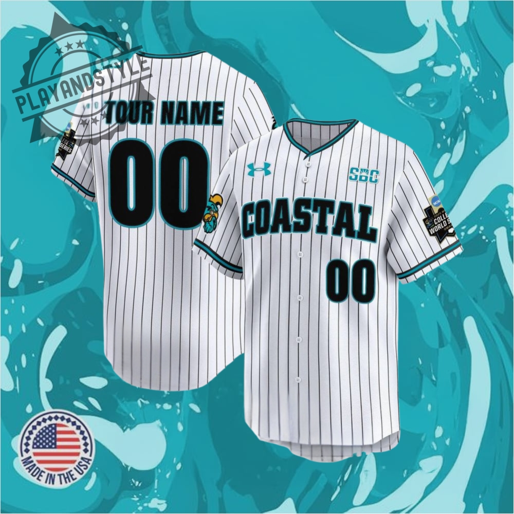 "Limited Edition Baseball Jerseys: Braves, Mariners, Phillies & More" 13 Coastal Carolina Chanticleers Sun Belt Tournament Champions Stripes Jersey