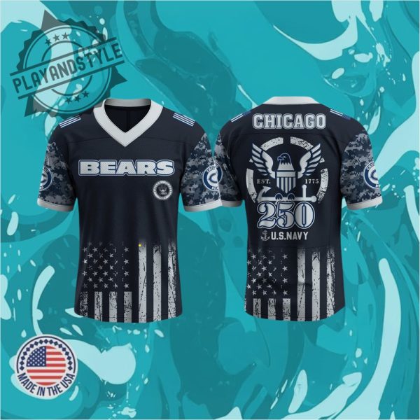 2025 Bears Us Navy 250Th Birthday Celebration Football Jersey playandstyle 1