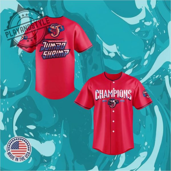 Jacksonville Jumbo Shrimp 2025 International League First Half Champions Baseball Jersey playandstyle 1