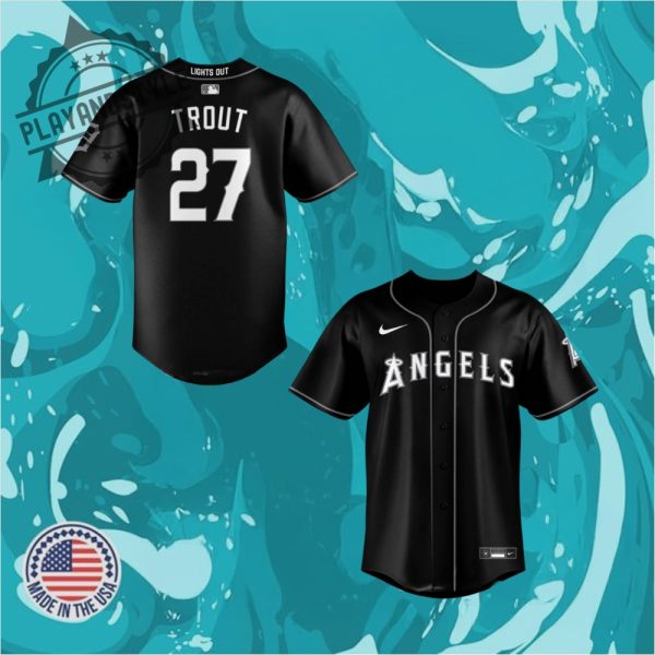 Los Angeles Angels Black Lights Out Custom Baseball Jersey playandstyle 1