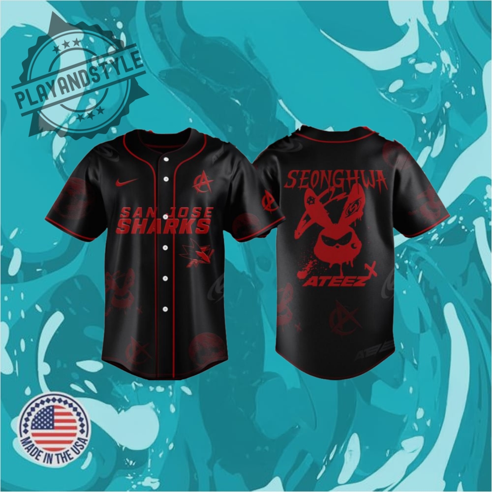 San Jose Sharks X Ateez 2025 World Tour Baseball Jersey