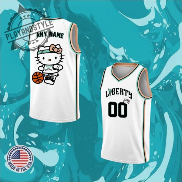 New York Liberty Hello Kitty Charm Special Basketball Jersey playandstyle 1