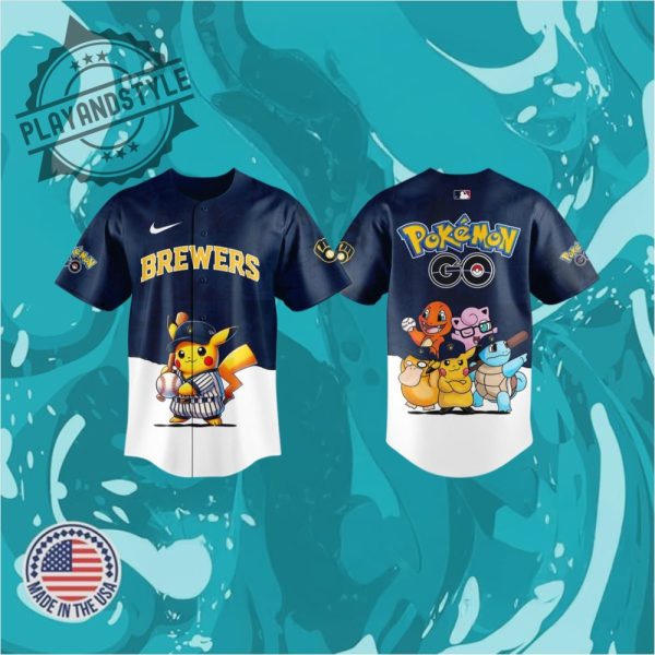 Milwaukee Brewers Pokemon Go Night Special Edition Baseball Jersey playandstyle 1