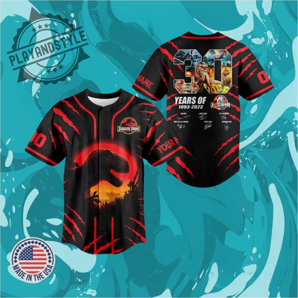 "Shop 2025 Limited Edition Jerseys: Football & Baseball Collectibles" 26 Jurassic Park 30Th Anniversary Custom Name Baseball Jersey Gift For Fans