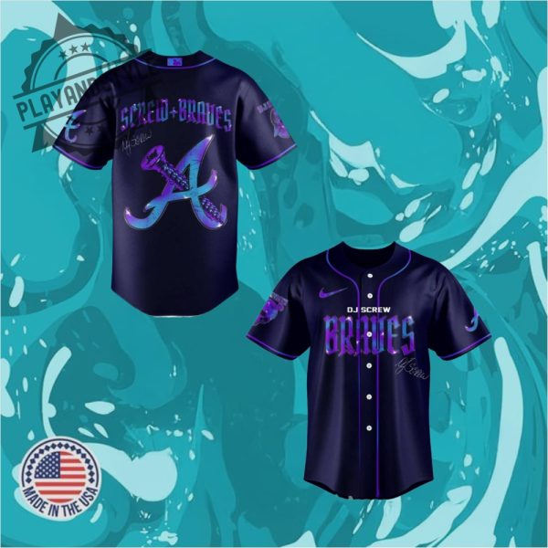 Atlanta Braves Honor Alltime Dj Screw Signature Baseball Jersey playandstyle 1