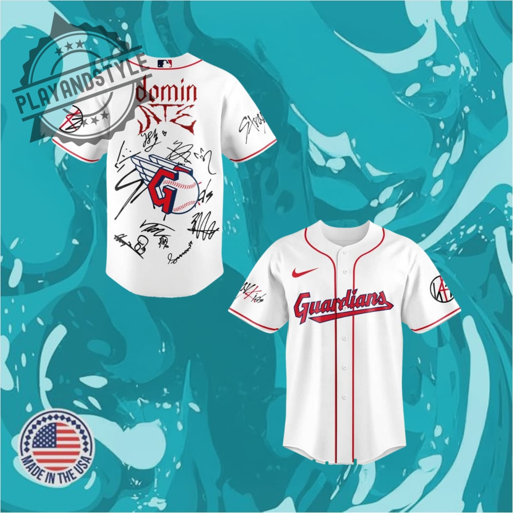 Cleveland Guardians X Stray Kids Domiate Word Tour Signature Baseball Jersey