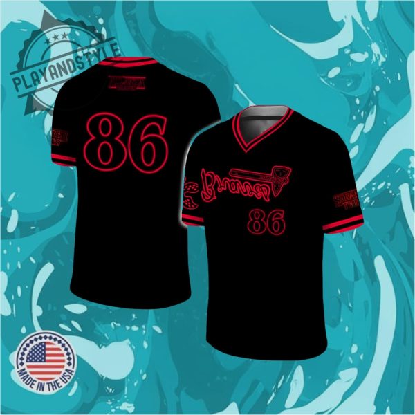 2025 Braves X Stranger Things Retro Jersey Shirt Giveaway playandstyle 1