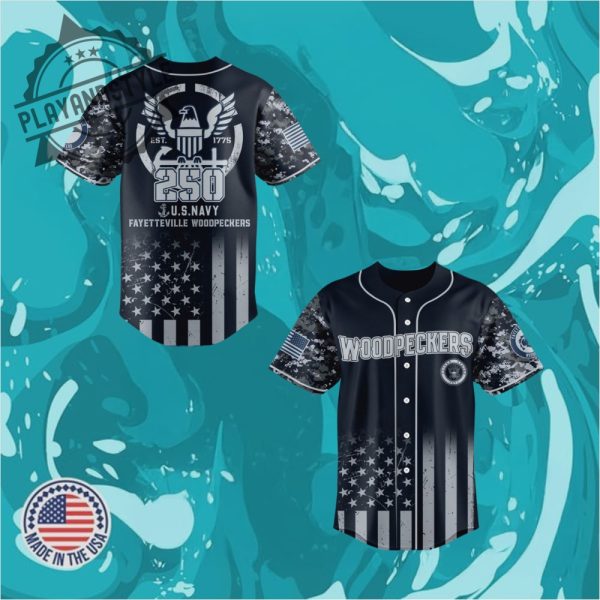 Fayetteville Woodpeckers Milb X U.S. Navy 250Th Birthday Baseball Jersey playandstyle 1