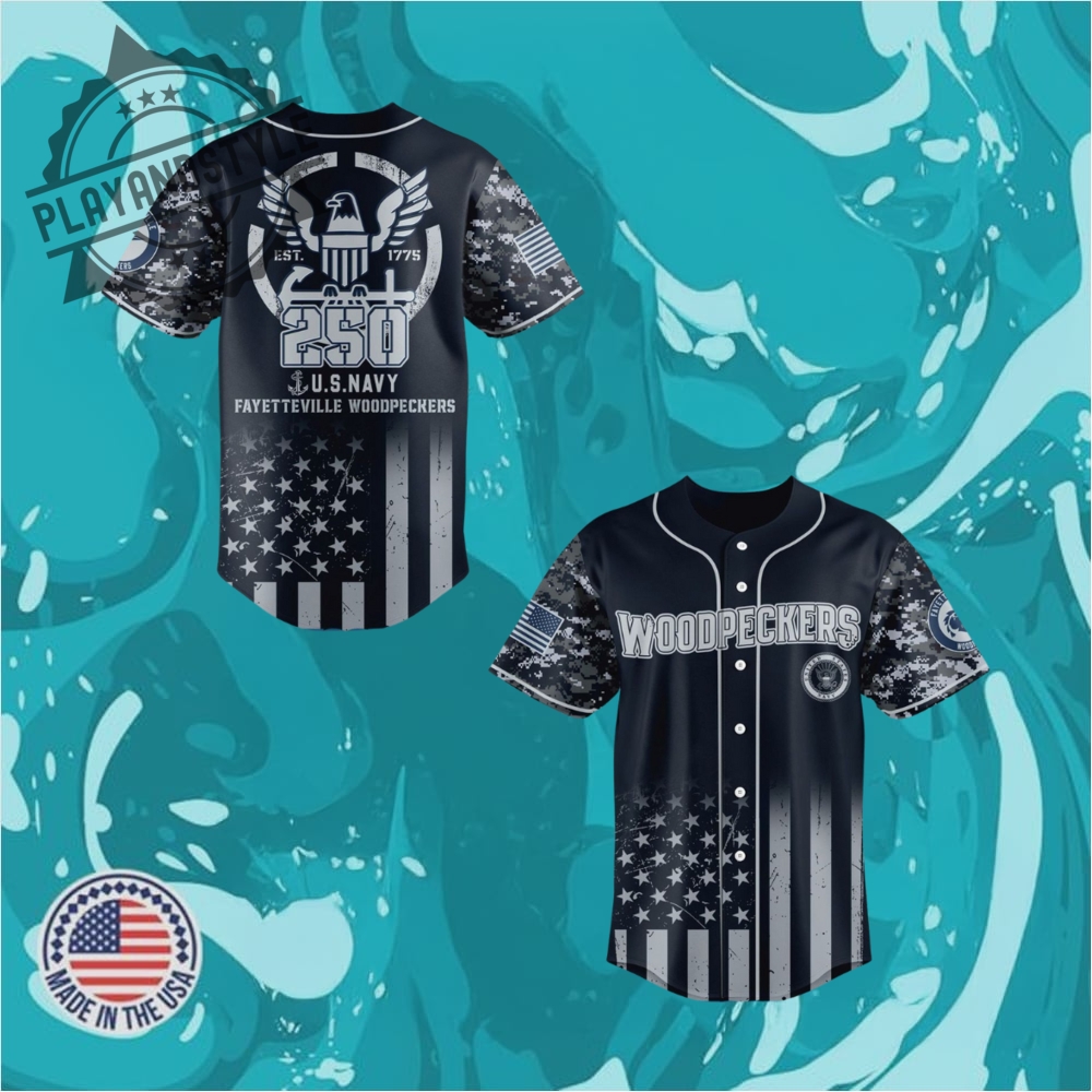 Fayetteville Woodpeckers Milb X U.S. Navy 250Th Birthday Baseball Jersey