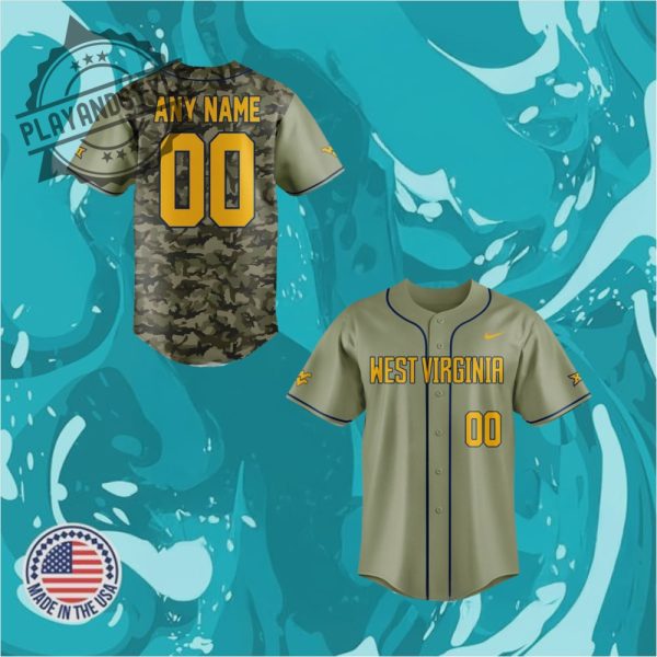 West Virginia Mountaineers 2025 Camo Baseball Jersey Gift For Fans playandstyle 1