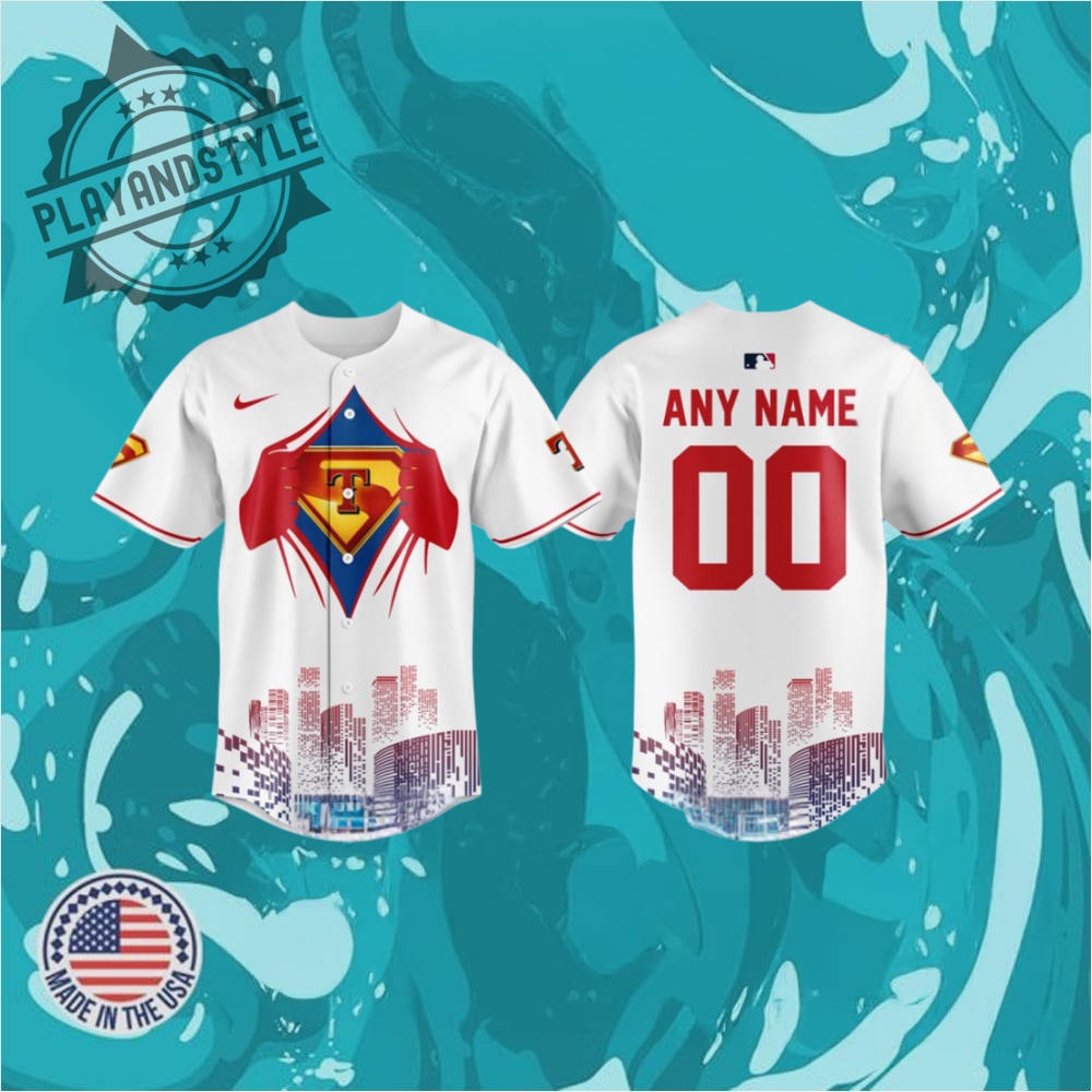 "2025 Limited Edition NFL and MLB Jerseys: Unique Collectibles Unveiled" 12 Texas Rangers X Superman Night 2025 Special Baseball Jersey