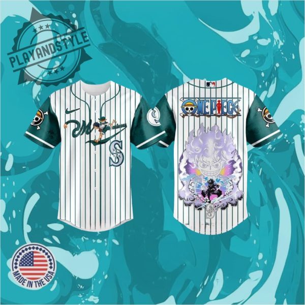 Seattle Mariners X Straw Hat Luffy Gear 5 Baseball Jersey playandstyle 1