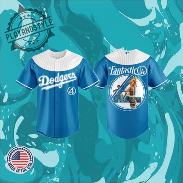 Los Angeles Dodgers X Fantastic Four Legends Unite Hero Baseball Jersey playandstyle 1