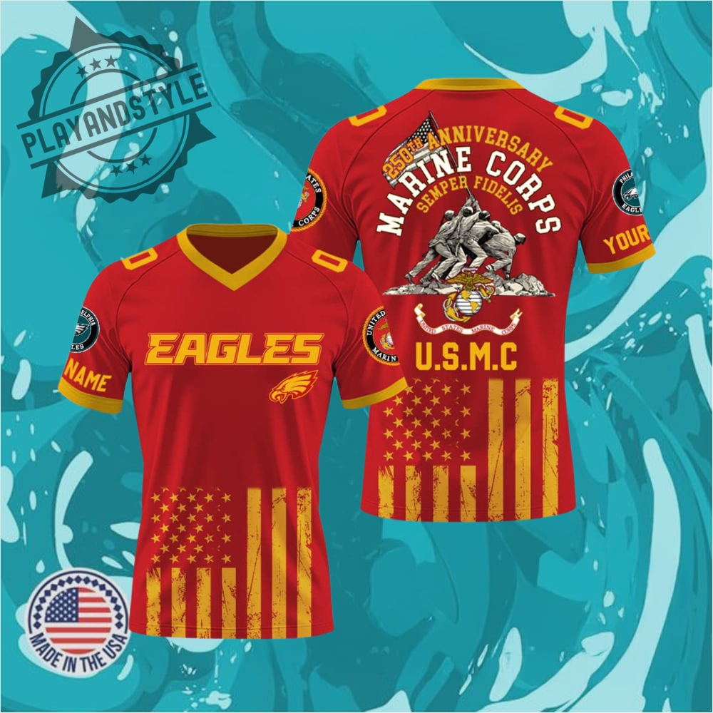 "Top 2025 MLB Jerseys: Celebrate Heritage, Heroes, and Iconic Stars" 22 2025 Eagles X Us Marine Corps 250Th Year Anniversary Football Jersey