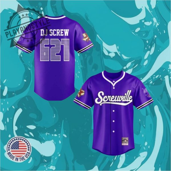 Dj Screw 621 Purple Baseball Jersey Screwville Edition playandstyle 1