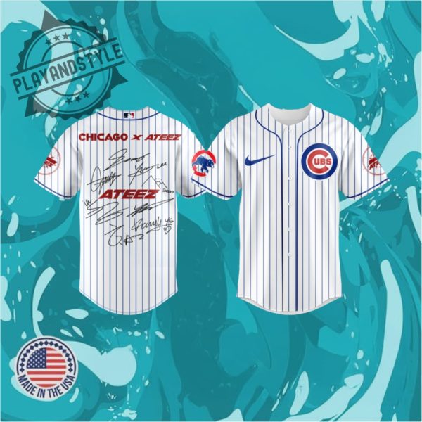 Chicago Cubs X Ateez 2025 World Tour Signature Baseball Jersey playandstyle 1