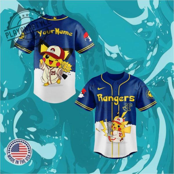 Texas Rangers Pokemon Go Night 2025 Pikachu Personalized Baseball Jersey playandstyle 1