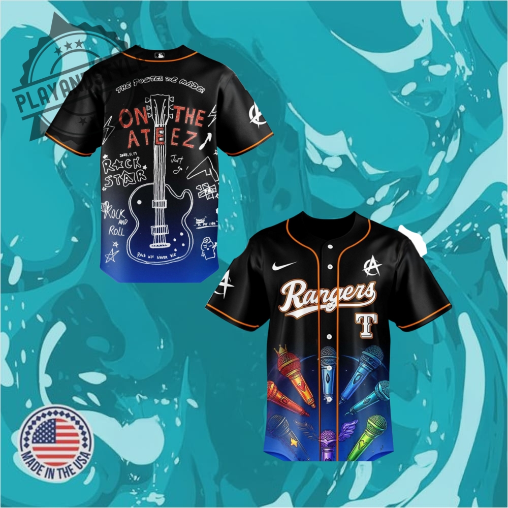 Texas Rangers Mlb Ateez 2025 World Tour Baseball Jersey