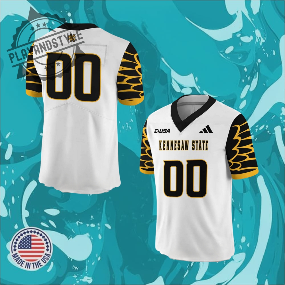 "Explore Unique Sports Jerseys: Football, Baseball, Heritage, Music Themes" 3 Kennesaw State Owls White Uniform Football Jersey