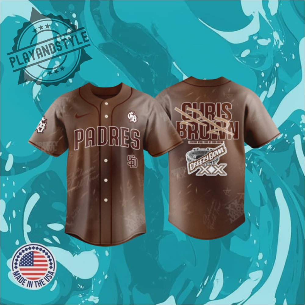 "Explore Unique Sports Jerseys: Football, Baseball, Heritage, Music Themes" 7 Chris Brown Breezy Bowl Xx X San Diego Padres Baseball Jersey Brown