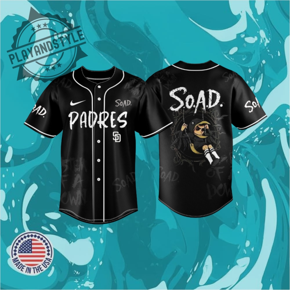 "Explore Unique Sports Jerseys: Football, Baseball, Heritage, Music Themes" 9 San Diego Padres System Of A Down Wake Up Baseball Jersey