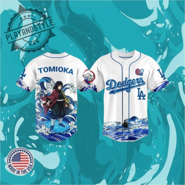 Dodgers X Demon Slayer Tomioka Giyu Jersey 2025 playandstyle 1