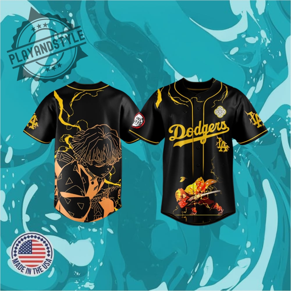 "Explore Unique Sports Jerseys: Football, Baseball, Heritage, Music Themes" 27 Dodgers X Demon Slayer Agatsuma Zenitsu Jersey 2025