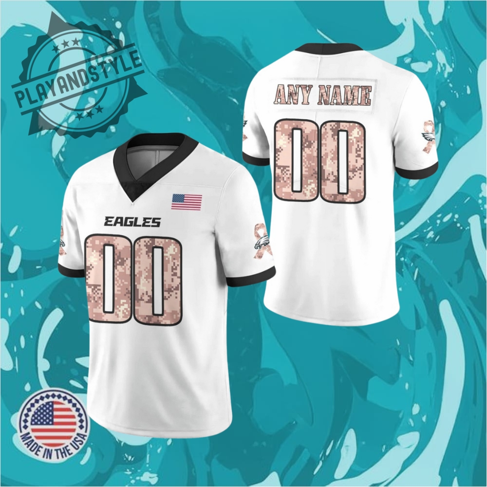 The 2025 Eagles X Military Day Football White Jersey